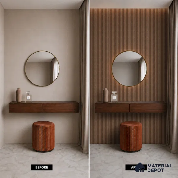 Brown Wooden Louver PN 05473 8 ft x 5 inch Charcoal Panel - 11 mm | Suitable for Feature Wall, TV Unit & Living Room | Width is Subjected to 5% Variation