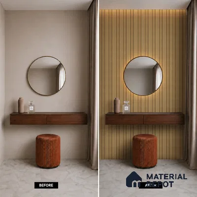 Brown Wooden Louver PN 05475 8 ft x 5 inch Charcoal Panel - 11 mm | Suitable for Feature Wall, TV Unit & Living Room | Width is Subjected to 5% Variation