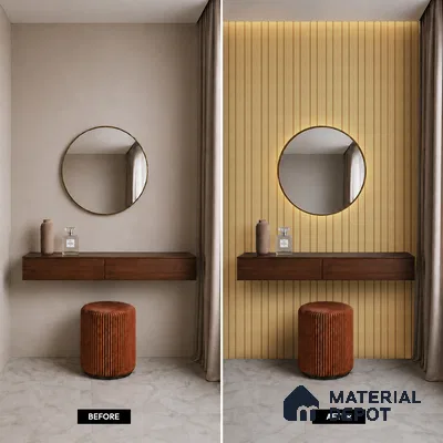 Brown Wooden Louver PN 05476 8 ft x 5 inch Charcoal Panel - 11 mm | Suitable for Feature Wall, TV Unit & Living Room | Width is Subjected to 5% Variation