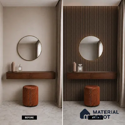 Brown Wooden Louver PN 05477 8 ft x 5 inch Charcoal Panel - 11 mm | Suitable for Feature Wall, TV Unit & Living Room | Width is Subjected to 5% Variation