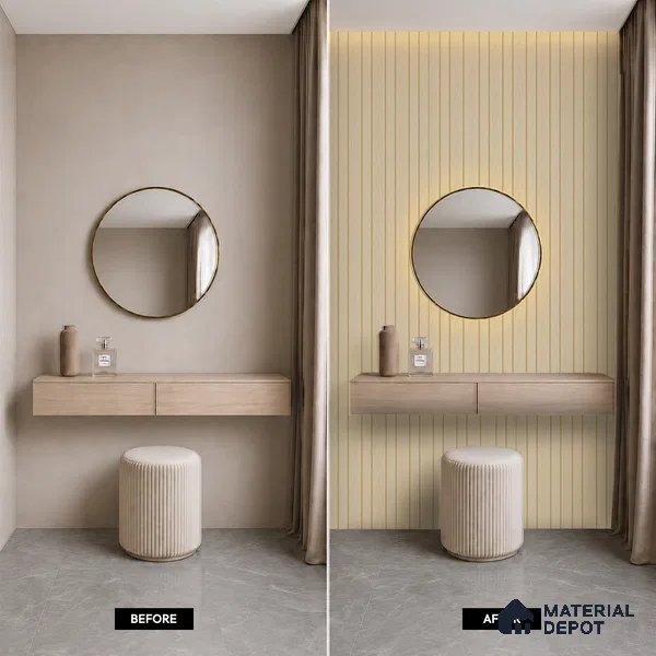 Beige Wooden Louver PN 05478 8 ft x 5 inch Charcoal Panel - 11 mm | Suitable for Feature Wall, TV Unit & Living Room | Width is Subjected to 5% Variation