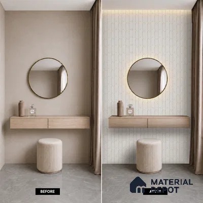White Marble Louver PN 05479 8 ft x 5 inch Charcoal Panel - 11 mm | Suitable for Feature Wall, TV Unit & Living Room | Width is Subjected to 5% Variation
