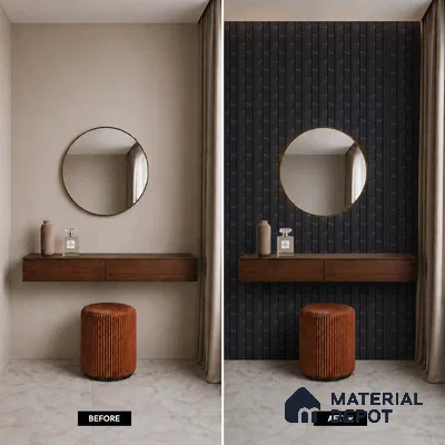 Black Marble Louver PN 05480 8 ft x 5 inch Charcoal Panel - 11 mm | Suitable for Feature Wall, TV Unit & Living Room | Width is Subjected to 5% Variation