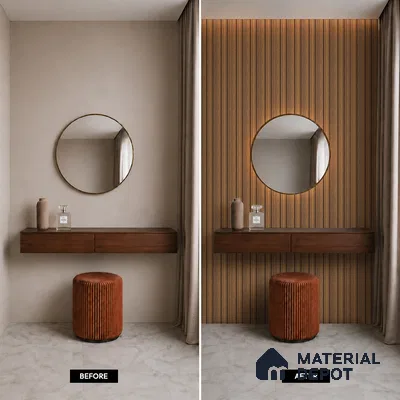Brown Wooden Louver PN 05481 8 ft x 5 inch Charcoal Panel - 11 mm | Suitable for Feature Wall, TV Unit & Living Room | Width is Subjected to 5% Variation