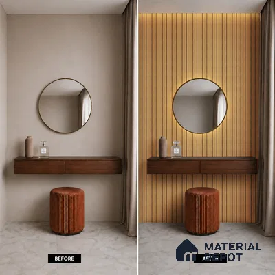 Brown Wooden Louver PN 05482 8 ft x 5 inch Charcoal Panel - 11 mm | Suitable for Feature Wall, TV Unit & Living Room | Width is Subjected to 5% Variation