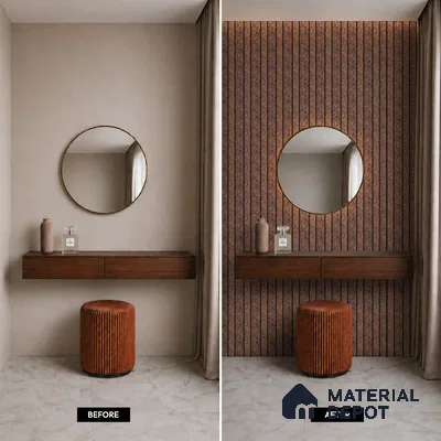 Brown Marble Louver PN 05486 8 ft x 5 inch Charcoal Panel - 11 mm | Suitable for Feature Wall, TV Unit & Living Room | Width is Subjected to 5% Variation
