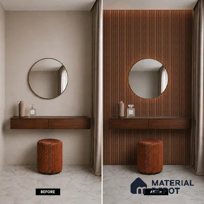 Brown Wooden Louver PN 05487 8 ft x 5 inch Charcoal Panel - 11 mm | Suitable for Feature Wall, TV Unit & Living Room | Width is Subjected to 5% Variation