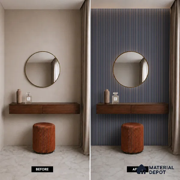 Grey Plain Colour Louver PN 05489 8 ft x 5 inch Charcoal Panel - 11 mm | Suitable for Feature Wall, TV Unit & Living Room | Width is Subjected to 5% Variation