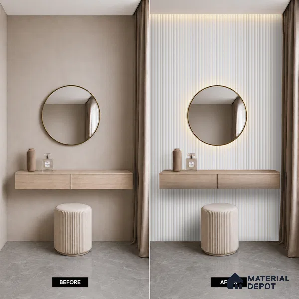 White Plain Colour Louver PN 05490 8 ft x 5 inch Charcoal Panel - 11 mm | Suitable for Feature Wall, TV Unit & Living Room | Width is Subjected to 5% Variation
