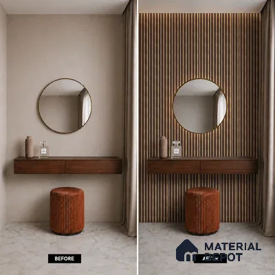 Brown Marble Louver PN 05492 8 ft x 5 inch Charcoal Panel - 11 mm | Suitable for Feature Wall, TV Unit & Living Room | Width is Subjected to 5% Variation