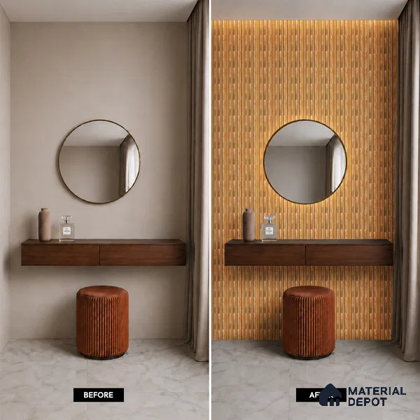 Brown Metallic Louver PN 05493 8 ft x 5 inch Charcoal Panel - 11 mm | Suitable for Feature Wall, TV Unit & Living Room | Width is Subjected to 5% Variation
