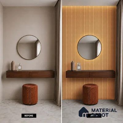 Brown Wooden Louver PN 05495 8 ft x 5 inch Charcoal Panel - 11 mm | Suitable for Feature Wall, TV Unit & Living Room | Width is Subjected to 5% Variation