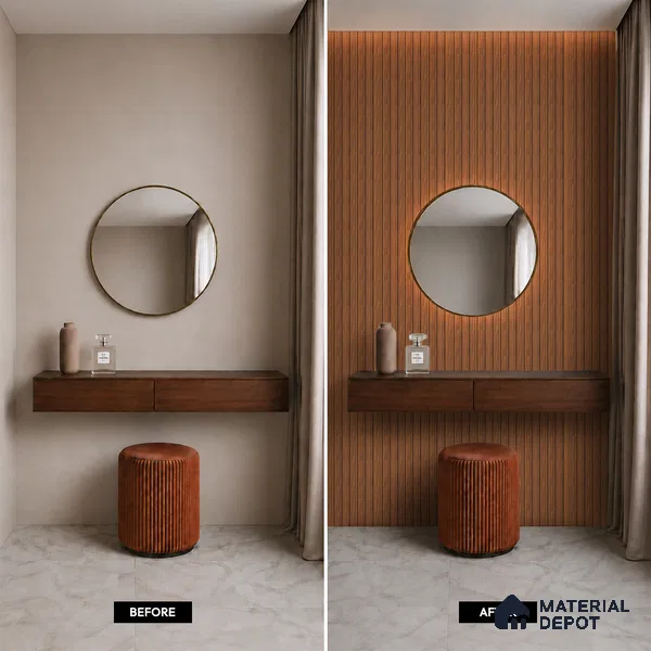 Brown Wooden Louver PN 05497 8 ft x 5 inch Charcoal Panel - 11 mm | Suitable for Feature Wall, TV Unit & Living Room | Width is Subjected to 5% Variation