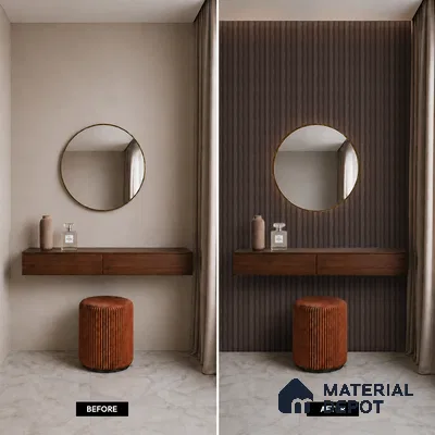 Brown Wooden Louver PN 05498 8 ft x 5 inch Charcoal Panel - 11 mm | Suitable for Feature Wall, TV Unit & Living Room | Width is Subjected to 5% Variation
