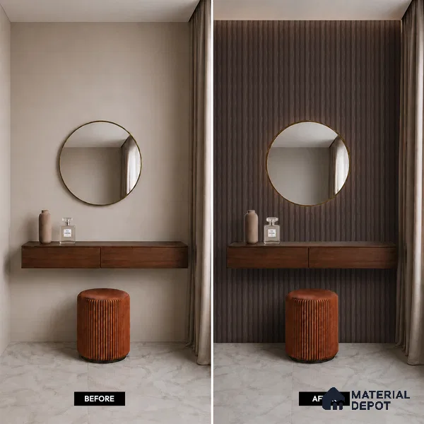 Brown Wooden Louver PN 05498 8 ft x 5 inch Charcoal Panel - 11 mm | Suitable for Feature Wall, TV Unit & Living Room | Width is Subjected to 5% Variation