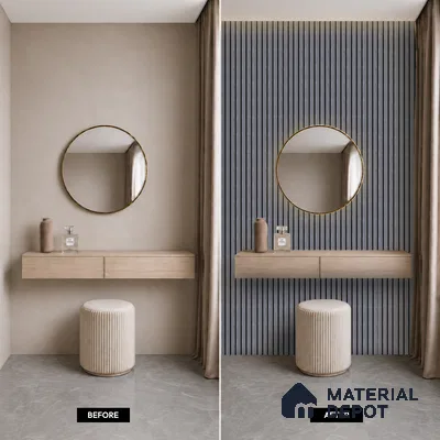 Grey Stone Louver PN 05505 8 ft x 5 inch Charcoal Panel - 11 mm | Suitable for Feature Wall, TV Unit & Living Room | Width is Subjected to 5% Variation