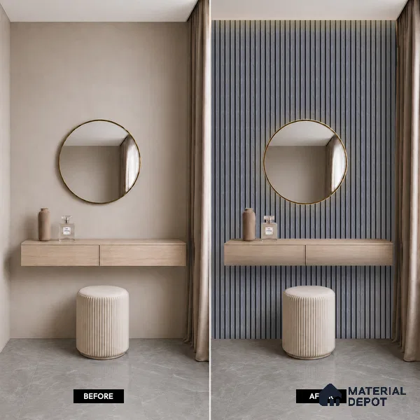Grey Stone Louver PN 05505 8 ft x 5 inch Charcoal Panel - 11 mm | Suitable for Feature Wall, TV Unit & Living Room | Width is Subjected to 5% Variation