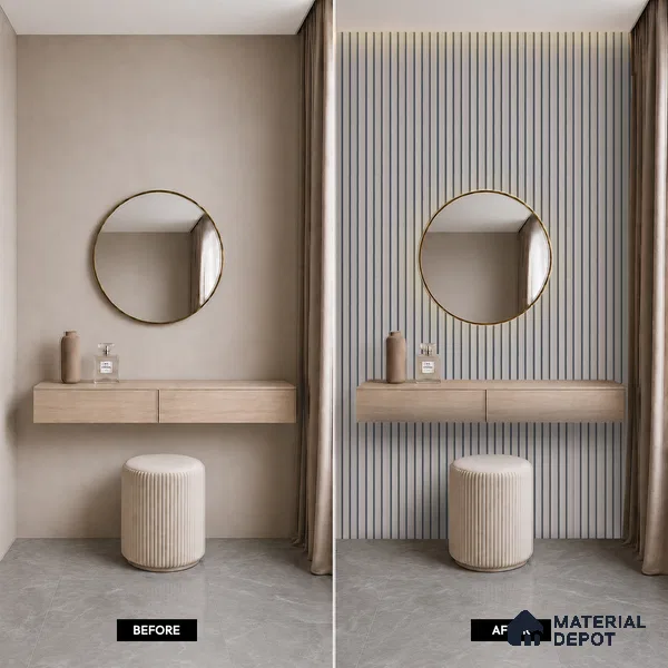 Grey Wooden Louver PN 05506 8 ft x 5 inch Charcoal Panel - 11 mm | Suitable for Feature Wall, TV Unit & Living Room | Width is Subjected to 5% Variation
