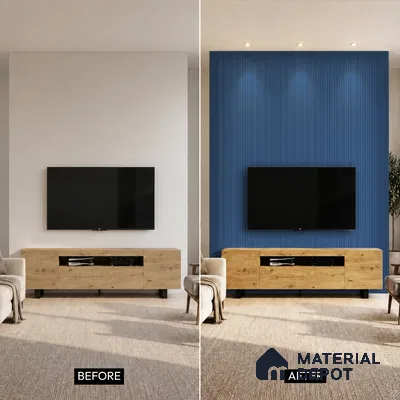 Prussian Blue Plain Colour Look PN 00517 9.5 ft x 4.8 inch Charcoal Panel - 12 mm | Suitable for Feature Wall, TV Unit & Living Room | Width is Subjected to 5% Variation