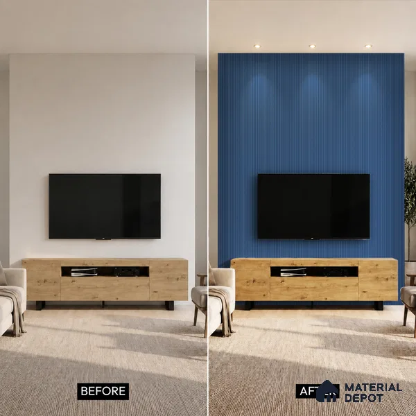 Prussian Blue Plain Colour Look PN 00517 9.5 ft x 4.8 inch Charcoal Panel - 12 mm | Suitable for Feature Wall, TV Unit & Living Room | Width is Subjected to 5% Variation
