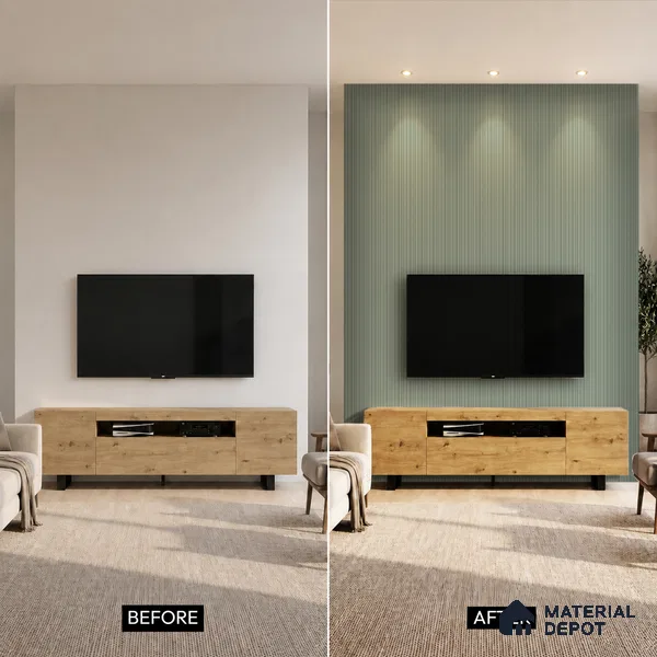 Smoke Grey Plain Colour Look PN 00518 9.5 ft x 4.8 inch Charcoal Panel - 12 mm | Suitable for Feature Wall, Living Room & Bedroom | Width is Subjected to 5% Variation