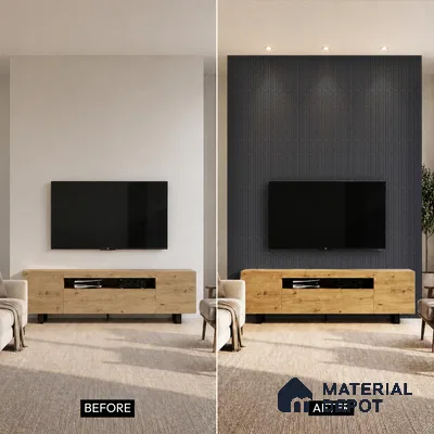 Graphite Black Marble Look PN 00525 9.5 ft x 4.8 inch Charcoal Panel - 12 mm | Suitable for Feature Wall, TV Unit & Living Room | Width is Subjected to 5% Variation