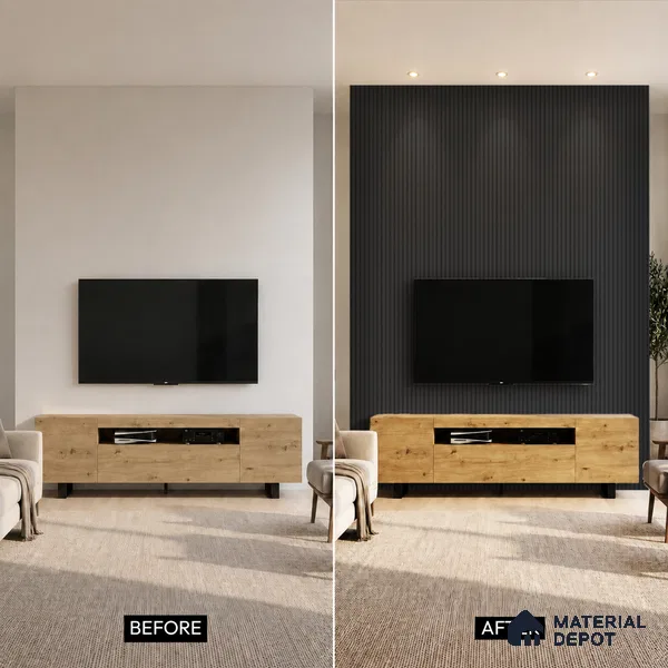 Graphite Black Plain Colour Look PN 03396 9.5 ft x 4.8 inch Charcoal Panel - 11 mm | Suitable for Feature Wall, TV Unit & Living Room | Width is Subjected to 5% Variation