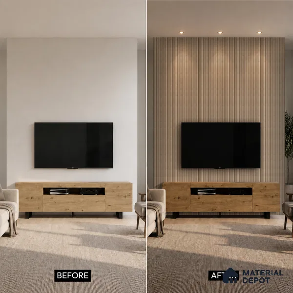 Cappuccino Beige Plain Colour Look PN 03540 9.5 ft x 4.7 inch Charcoal Panel - 12 mm | Suitable for Feature Wall, TV Unit & Living Room | Width is Subjected to 5% Variation