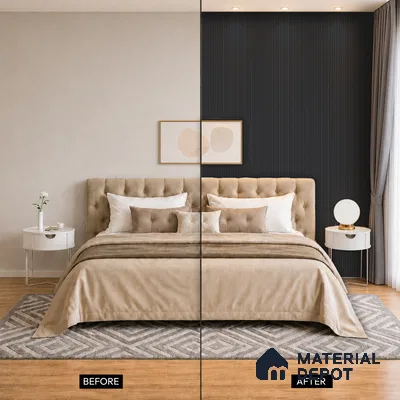 Graphite Black Plain Colour Look PN 05654 8 ft x 4.8 inch Charcoal Panel - 11 mm | Suitable for Feature Wall, TV Unit & Living Room | Width is Subjected to 5% Variation