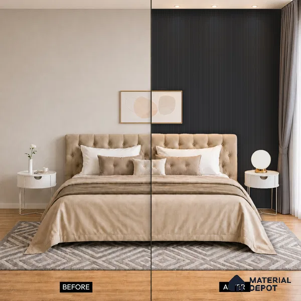 Graphite Black Plain Colour Look PN 05654 8 ft x 4.8 inch Charcoal Panel - 11 mm | Suitable for Feature Wall, TV Unit & Living Room | Width is Subjected to 5% Variation