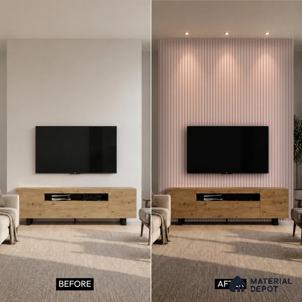 Baby Pink Luxury Look PN 06077 9.5 ft x 4.6 inch Charcoal Panel - 8 mm | Suitable for Feature Wall, TV Unit & Living Room | Width is Subjected to 5% Variation