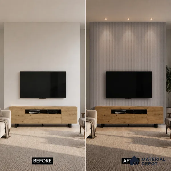 Cloud Grey Luxury Look PN 06081 9.5 ft x 4.6 inch Charcoal Panel - 8 mm | Suitable for Feature Wall, TV Unit & Living Room | Width is Subjected to 5% Variation
