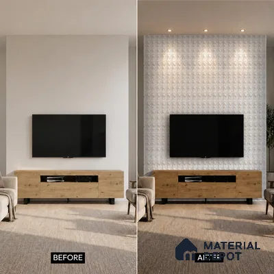 Ivory Pearl Marble Look PN 06086 9.5 ft x 4.6 inch Charcoal Panel - 8 mm | Suitable for Feature Wall, TV Unit & Living Room | Width is Subjected to 5% Variation