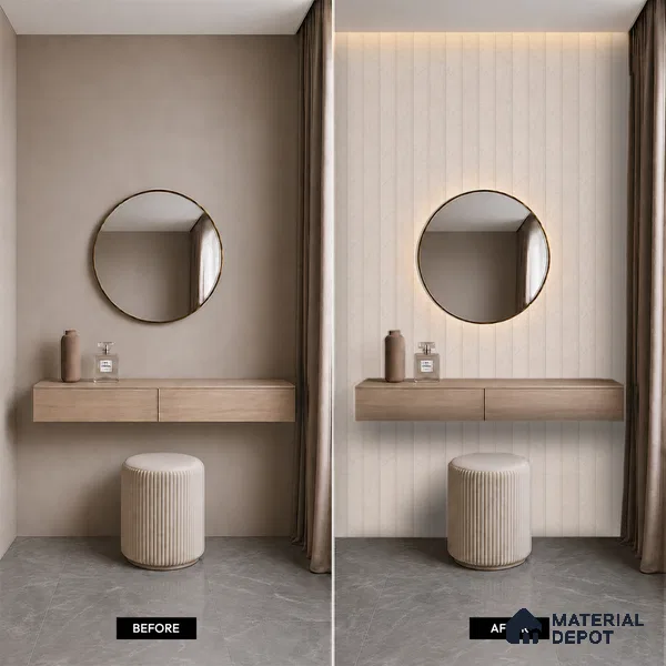 Almond Cream Marble Look PN 07064 9.5 ft x 9.8 inch Charcoal Panel - 10 mm | Suitable for Feature Wall, TV Unit & Living Room | Width is Subjected to 5% Variation