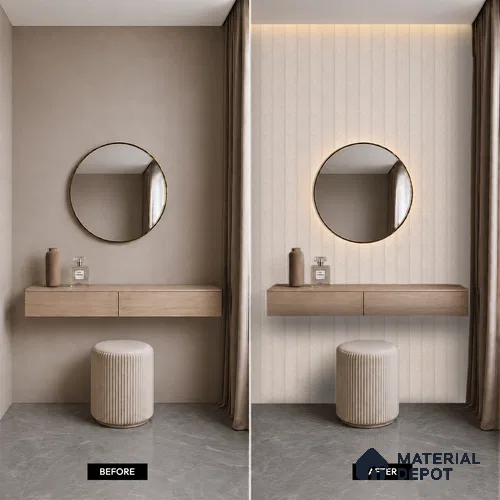 Almond Cream Marble Look PN 07064 9.5 ft x 9.8 inch Charcoal Panel - 10 mm | Suitable for Feature Wall, TV Unit & Living Room | Width is Subjected to 5% Variation