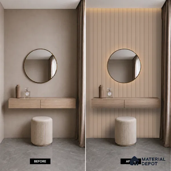 Cappuccino Beige Plain Colour Look PN 07067 9.5 ft x 9.8 inch Charcoal Panel - 10 mm | Suitable for Feature Wall, TV Unit & Living Room | Width is Subjected to 5% Variation