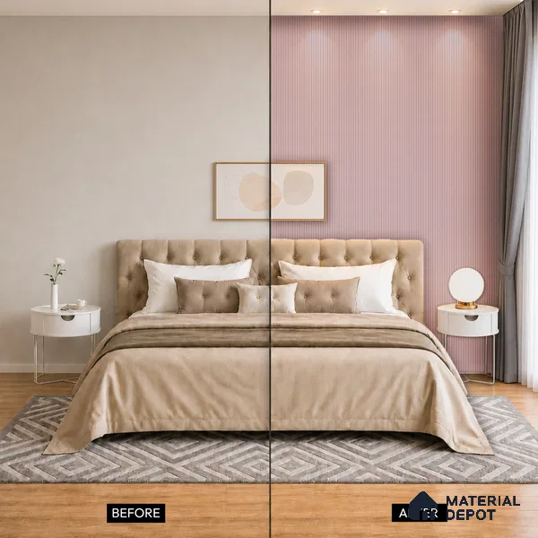 Dusty Pink Patterned Look PN 07070 9.5 ft x 4.9 inch Charcoal Panel - 10 mm | Suitable for Feature Wall, TV Unit & Living Room | Width is Subjected to 5% Variation
