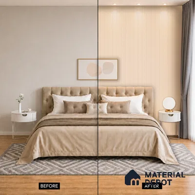 Warm Beige Plain Colour Look PN 07075 9.5 ft x 4.9 inch Charcoal Panel - 10 mm | Suitable for Feature Wall, TV Unit & Living Room | Width is Subjected to 5% Variation