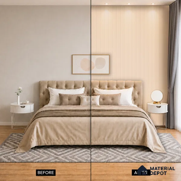 Warm Beige Plain Colour Look PN 07075 9.5 ft x 4.9 inch Charcoal Panel - 10 mm | Suitable for Feature Wall, TV Unit & Living Room | Width is Subjected to 5% Variation