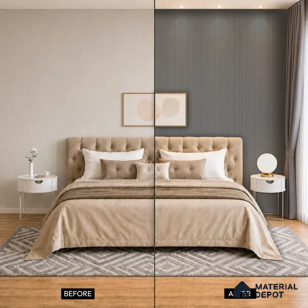 Dark Grey Patterned Look PN 07078 9.5 ft x 4.9 inch Charcoal Panel - 10 mm | Suitable for Feature Wall, TV Unit & Living Room | Width is Subjected to 5% Variation