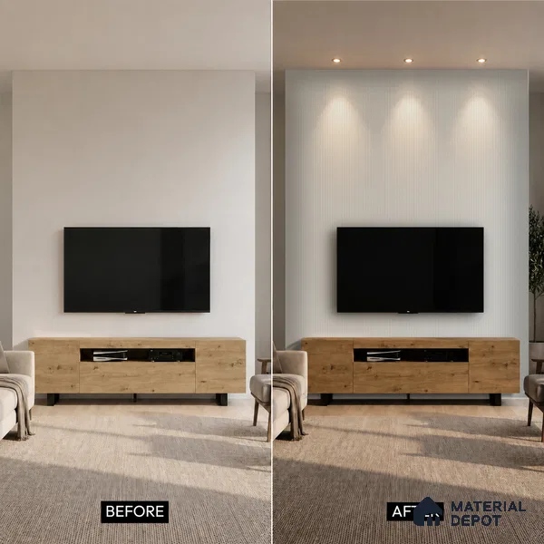 Dove Grey Patterned Look PN 07081 10 ft x 4.9 inch Charcoal Panel - 6 mm | Suitable for Feature Wall, TV Unit & Living Room | Width is Subjected to 5% Variation