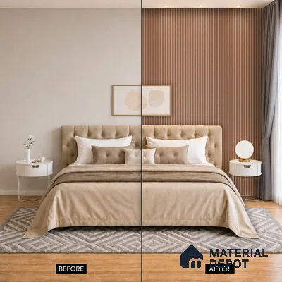Cappucino Brown Leather Look PN 07456 8 ft x 4.8 inch PVC Panel - 10 mm | Suitable for Living Room, Bedroom & Office | Width is Subjected to 5% Variation