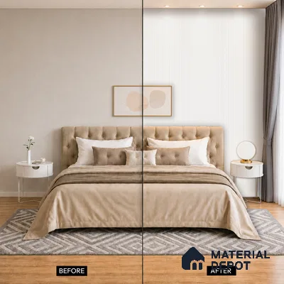Ivory Beige Plain Colour Look PN 07478 8 ft x 4.8 inch PVC Panel - 10 mm | Suitable for Living Room, Bedroom & Office | Width is Subjected to 5% Variation
