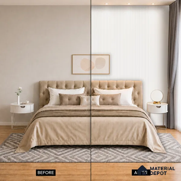 Ivory Beige Plain Colour Look PN 07478 8 ft x 4.8 inch PVC Panel - 10 mm | Suitable for Living Room, Bedroom & Office | Width is Subjected to 5% Variation