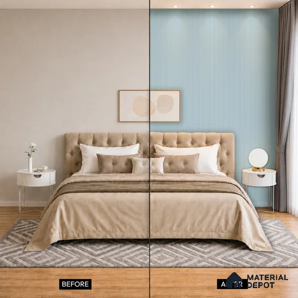 Cloud Grey Plain Colour Look PN 07480 8 ft x 4.8 inch PVC Panel - 10 mm | Suitable for Living Room, Bedroom & Office | Width is Subjected to 5% Variation