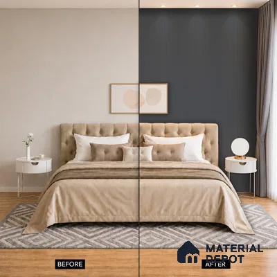 Graphite Grey Plain Colour Look PN 07482 8 ft x 4.8 inch PVC Panel - 10 mm | Suitable for Living Room, Bedroom & Office | Width is Subjected to 5% Variation