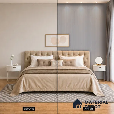 Mist Grey Plain Colour Look PN 07483 8 ft x 4.8 inch PVC Panel - 10 mm | Suitable for Living Room, Bedroom & Office | Width is Subjected to 5% Variation