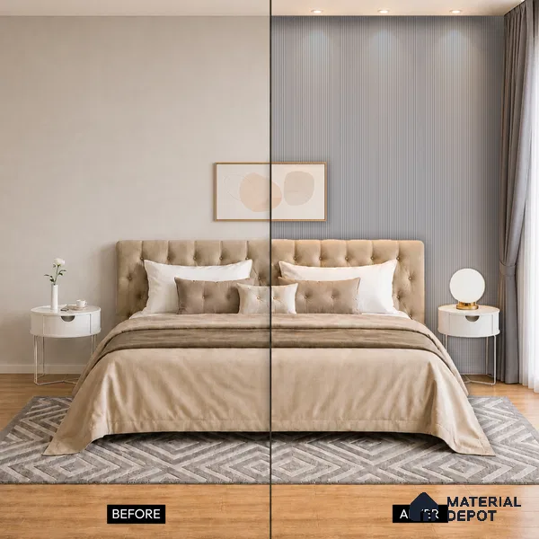 Mist Grey Plain Colour Look PN 07483 8 ft x 4.8 inch PVC Panel - 10 mm | Suitable for Living Room, Bedroom & Office | Width is Subjected to 5% Variation