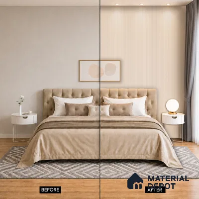 Cappuccino Beige Fabric Look PN 07601 9.5 ft x 4.9 inch Charcoal Panel - 12 mm | Suitable for Feature Wall, TV Unit & Living Room | Width is Subjected to 5% Variation