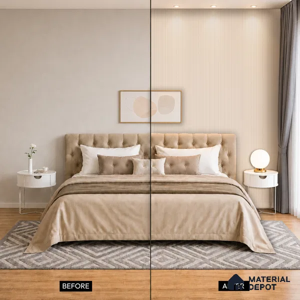 Cappuccino Beige Fabric Look PN 07601 9.5 ft x 4.9 inch Charcoal Panel - 12 mm | Suitable for Feature Wall, TV Unit & Living Room | Width is Subjected to 5% Variation